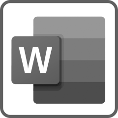 Microsoft Word icon; white W in gray square