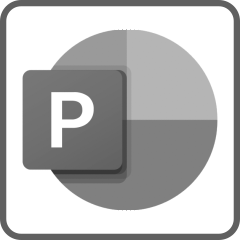 Microsoft PowerPoint icon; white P in gray square