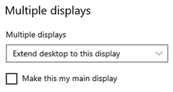 multiple displays Screenshot of the multiple displays menu.