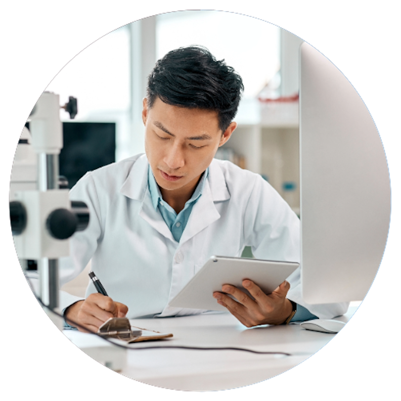 Doctor working at a desk