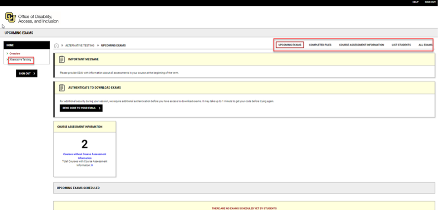 Screenshot showing how to access the Alternative Testing module from the left menu