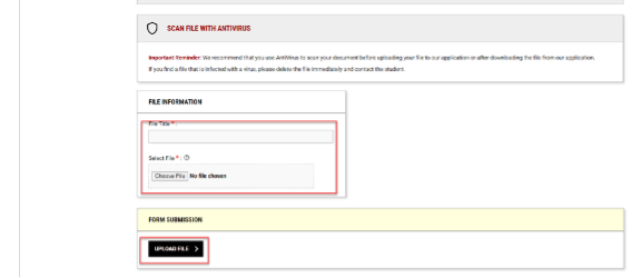 A screenshot of where to upload documentation supporting your accommodation modification request