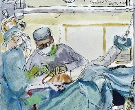 A surgical operation_left scapular osteotomy. Drawing by Virginia Powell, 1997. Wellcome Collection