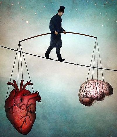 Walking tightrope with heart and mind