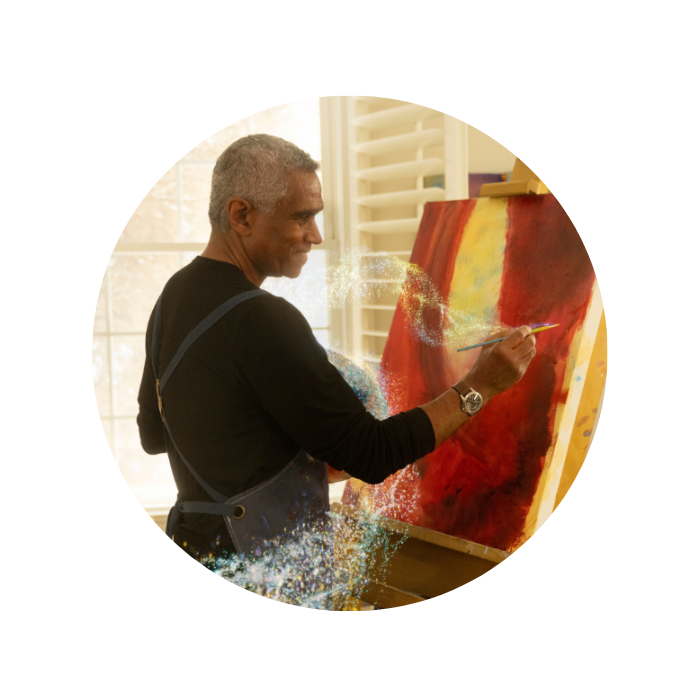 A man painting