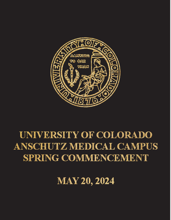 Cover of the digital commencement program with the CU seal