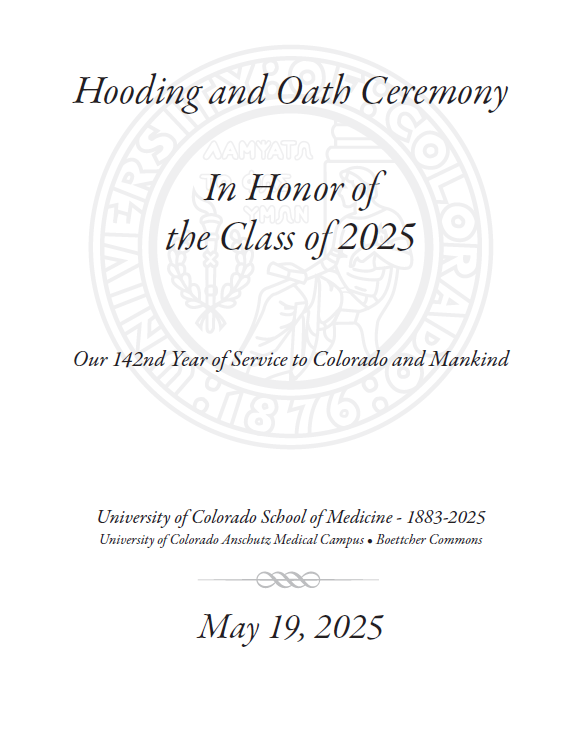 Cover of the printed MD Hooding and Oath ceremony program