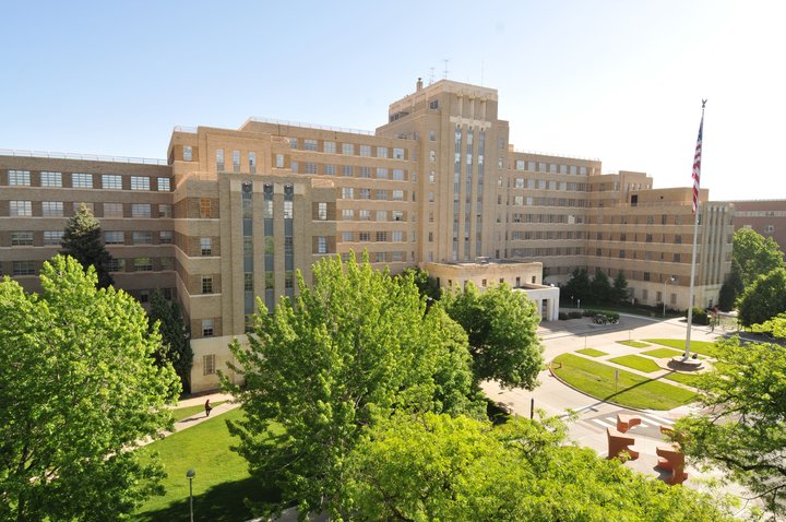 Aerial picture of Fitzsimons Building during the day