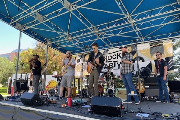 Band performing on stage