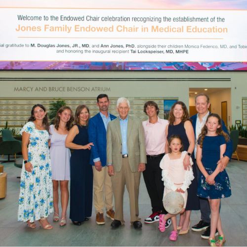 The Jones family poses for a group photo at the Endowed Chair in Medical Education Celebration