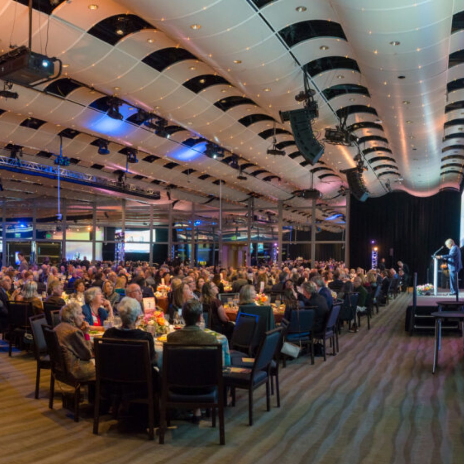 A crowd of more than 340 guests in attendance at the Seawell Ballroom for the 2024 CU Anschutz Medical Campus Benefactor Recognition Dinner.