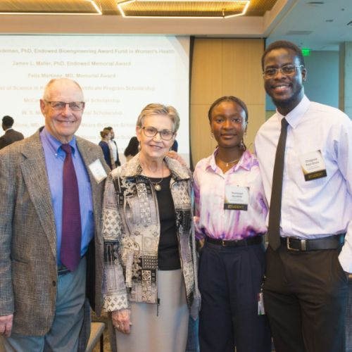SOC Article Feature Image SOM Scholarship Event 2025 Benefactors pose with scholarship students at the 2025 CU School of Medicine Scholarship Celebration.