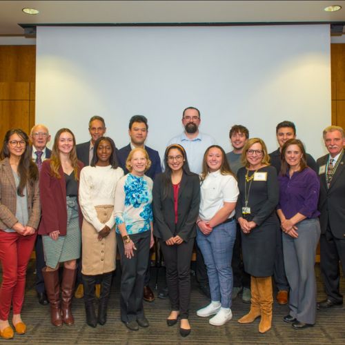 Group photo of 2024 Skaggs School of Pharmacy scholarship reception event students and benefactors.