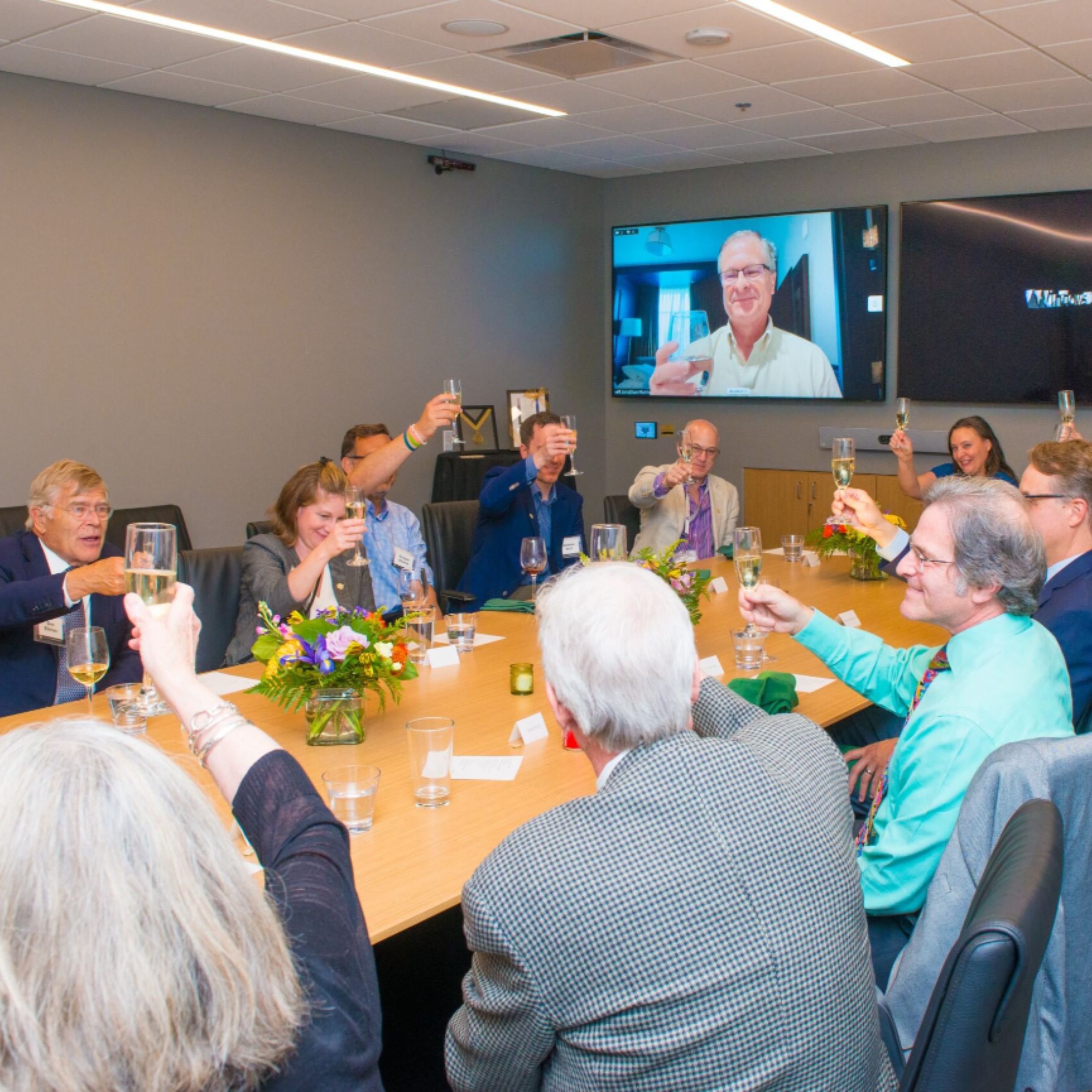 A toast to the inaugral chairholder of the Charles Elliot Morris Endowed Chair in Neurology, John Corboy, MD, MA.