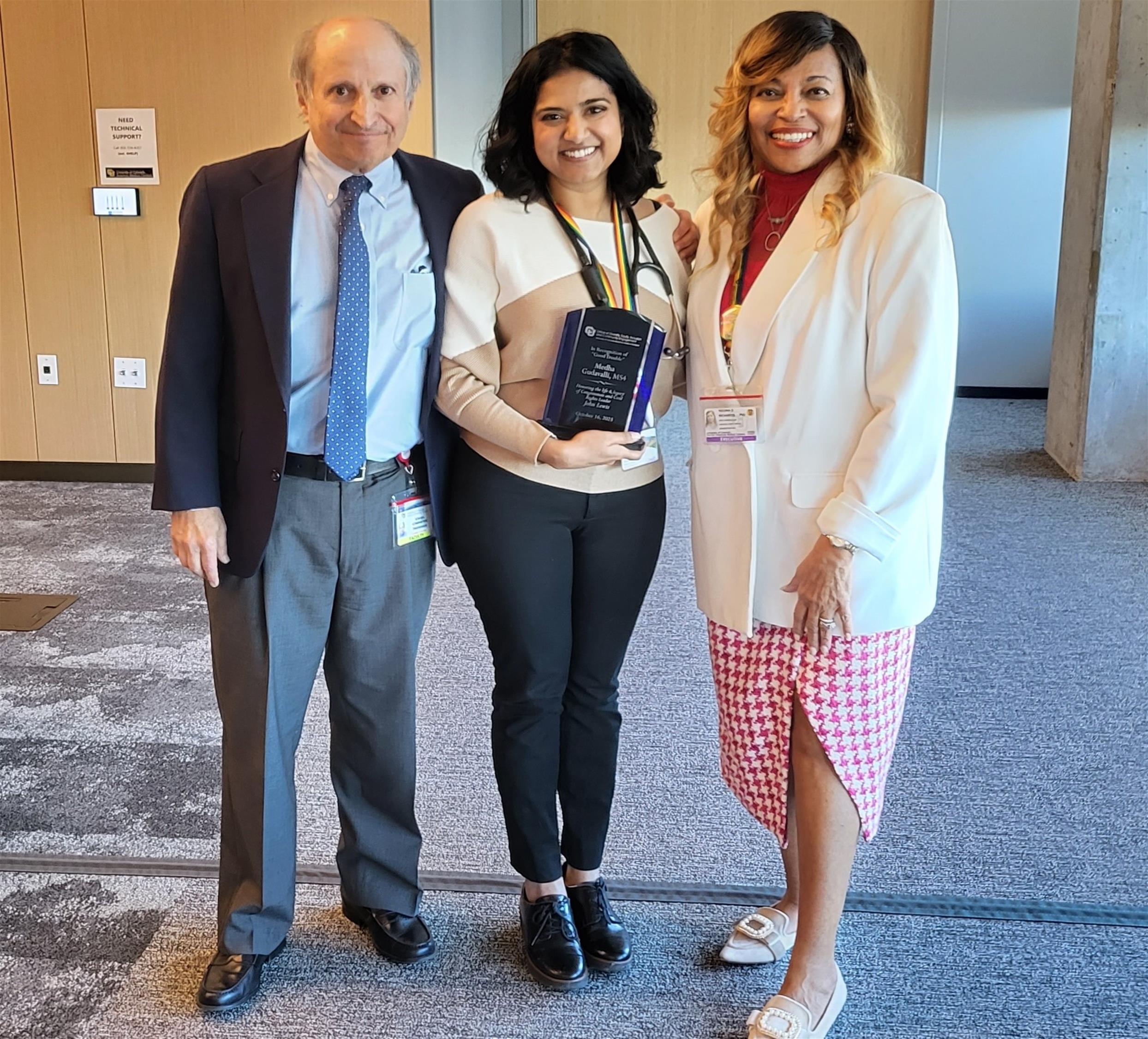 Good Trouble Award winner Medha Gudavalli poses with her award