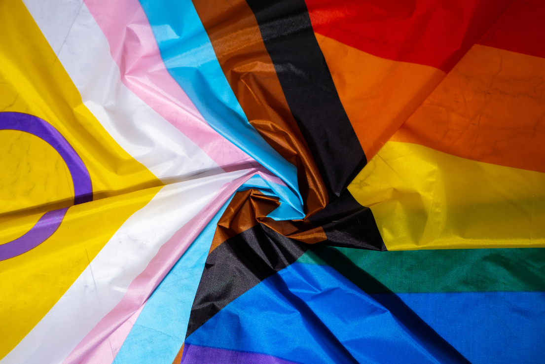 Close up view of a LGBTQ+ Pride flag