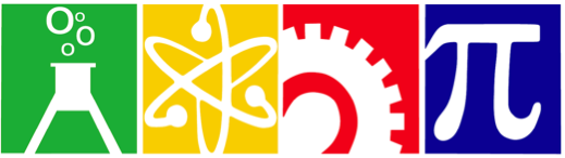 A STEN logo featuring different scientific objects