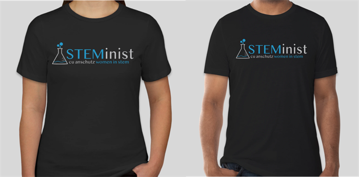 Male and female versions of black t-shirt that reads, 