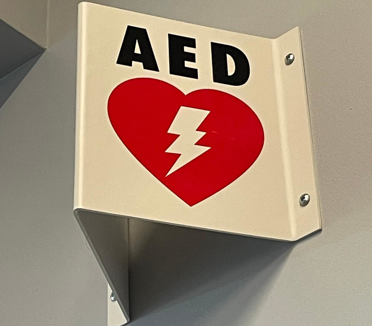 AED sign on campus