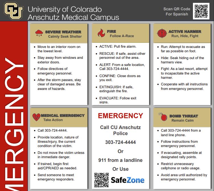 2024 Image of CU Anschutz Emergency Response Guide