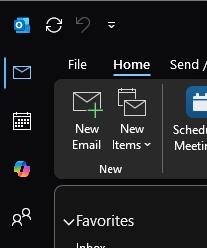 Screenshot of the Copilot icon on the left-hand tool bar in Outlook. 