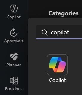 Screenshot of the Copilot icon in Teams. 